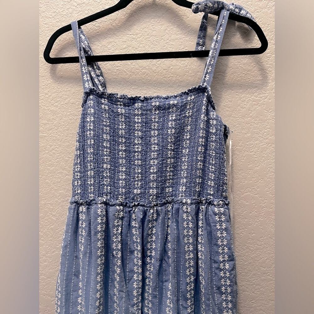 DRAPER JAMES L CHAMBRAY BLUE EMBROIDERED TIERED MAXI BOW STRAP SMOCK DRESS TRAD - Picture 4 of 6